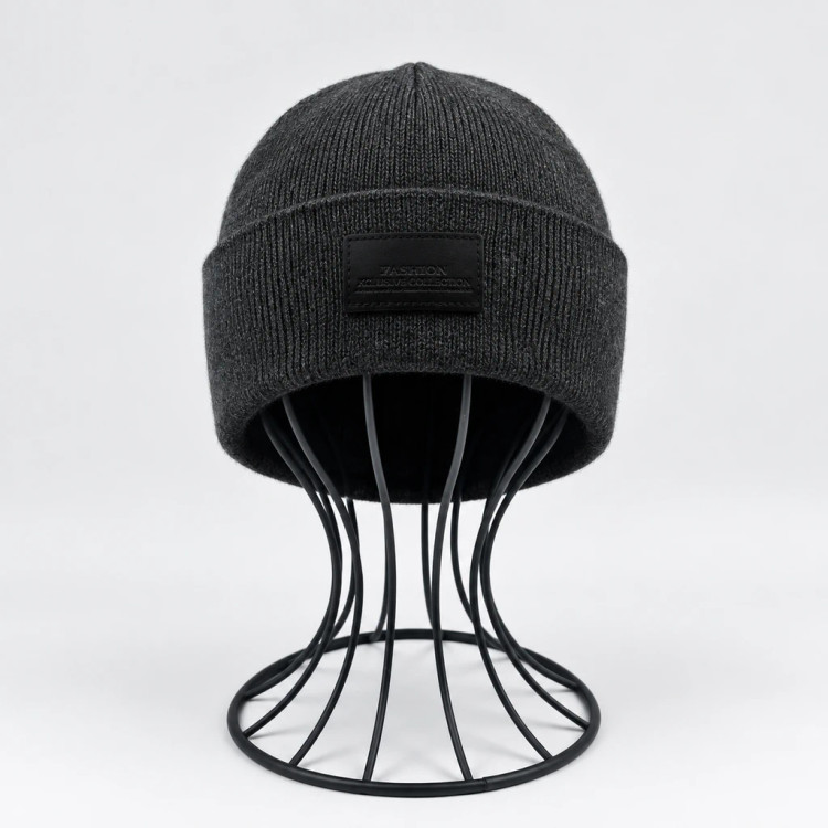 کلاه بافتنی مدل ZARA MAN لبه دوبل مارک چرمی کد LM-204 وارداتی