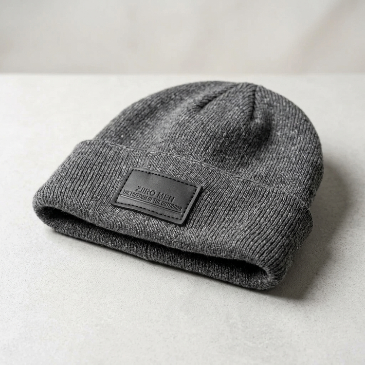 کلاه بافتنی مدل ZARA MAN لبه دوبل مارک چرمی کد LM-204 وارداتی