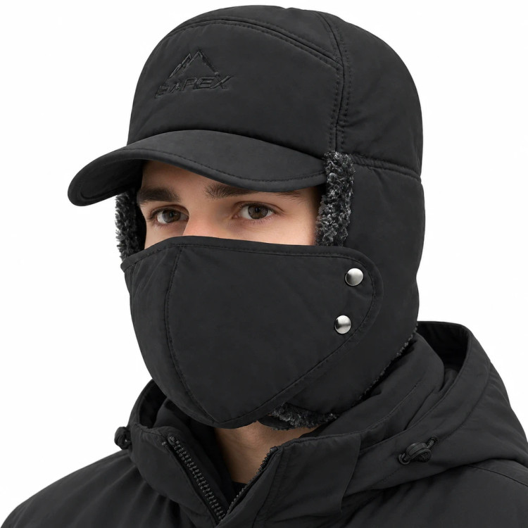 کلاه زمستانی مردانه مدل خلبانی ضد آب به همراه ماسک فیس کد GP-01